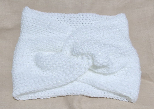 White glittery twist earwarmers